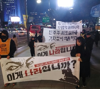 매일 저녁 광화문에서 박근혜 퇴진을 외치며 행진하는 모습