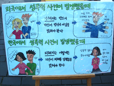 한국에서는 여전히 성폭력 사건에 대해 여성의 책임을 묻는 인식이 일반적이다.